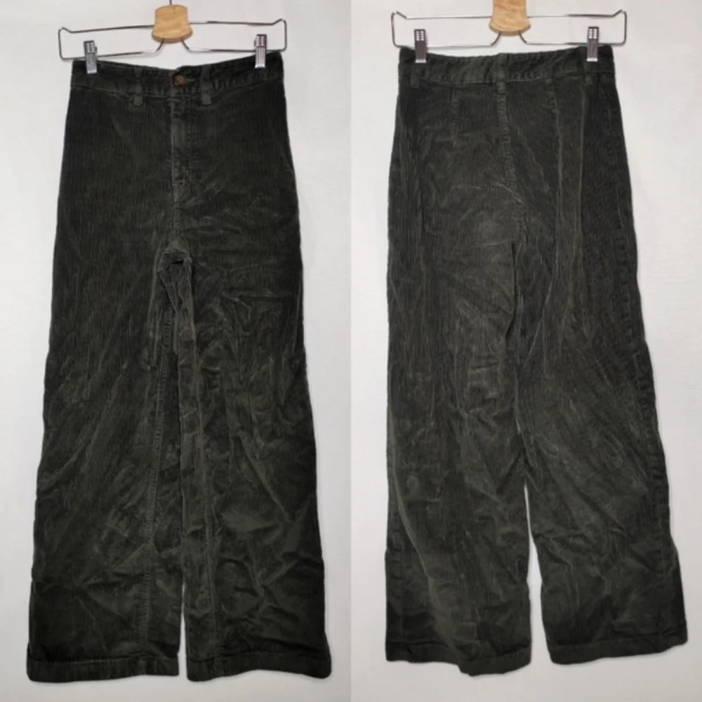 Aritzia Wilfred Free Corduroy Pants Wide Leg High‎ Rise Ankle Olive Green Size 2 - Picture 1 of 10